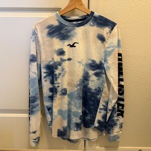 Hollister Men's Blue Tie-Dye Long Sleeve Tee